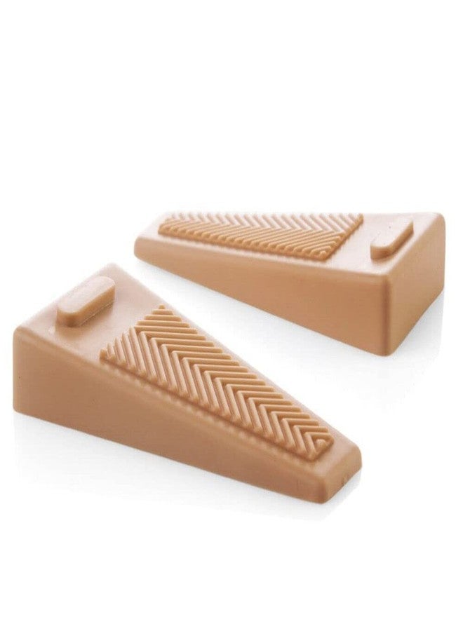 Prostuff.in Door Stopper Finger Protector Door Stopper Wedge Shaped Rubber Home Office Door Stoppers Stackable Beige Color, 2 Pcs - Image 1